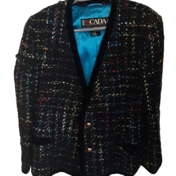 1980s Vintage Wool and Velvet Escada Margaretha Ley Blazer 38 - Picture 3 of 8